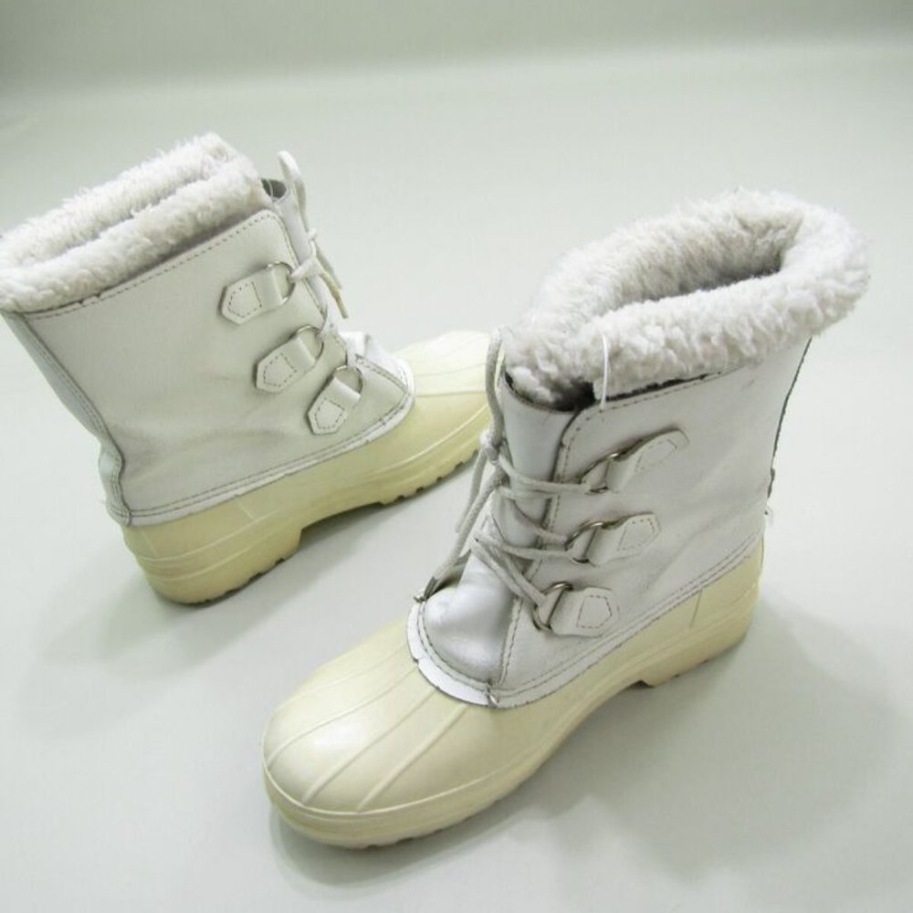 Snow Master Canada Winter Boots Womens 8 White Fur Trimmed Waterproof Ski Snow - Picture 5 of 7
